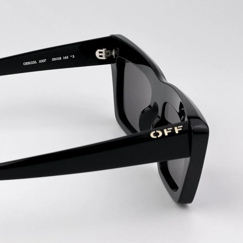 Off-White HAMPTON Men Sunglasses Black Cat Eye Frame Grey| Model OERI13L 1077